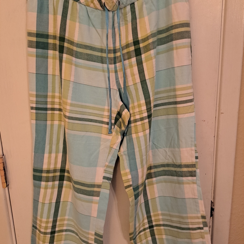 SECRET TREASURES Plaid pajama bottoms in Blue, Green, and Pink,with some sparkle